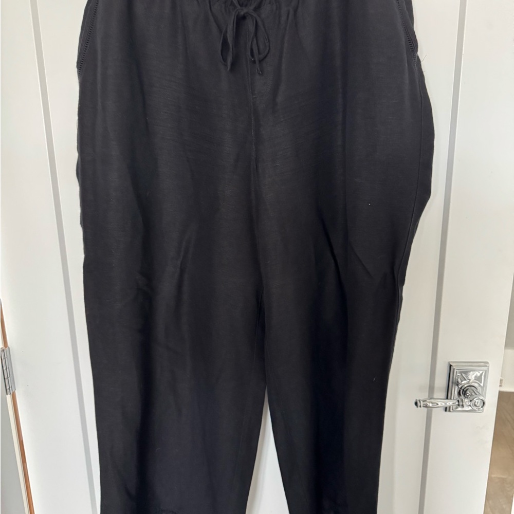 Lane Bryant Black Linen-Blend Pants
